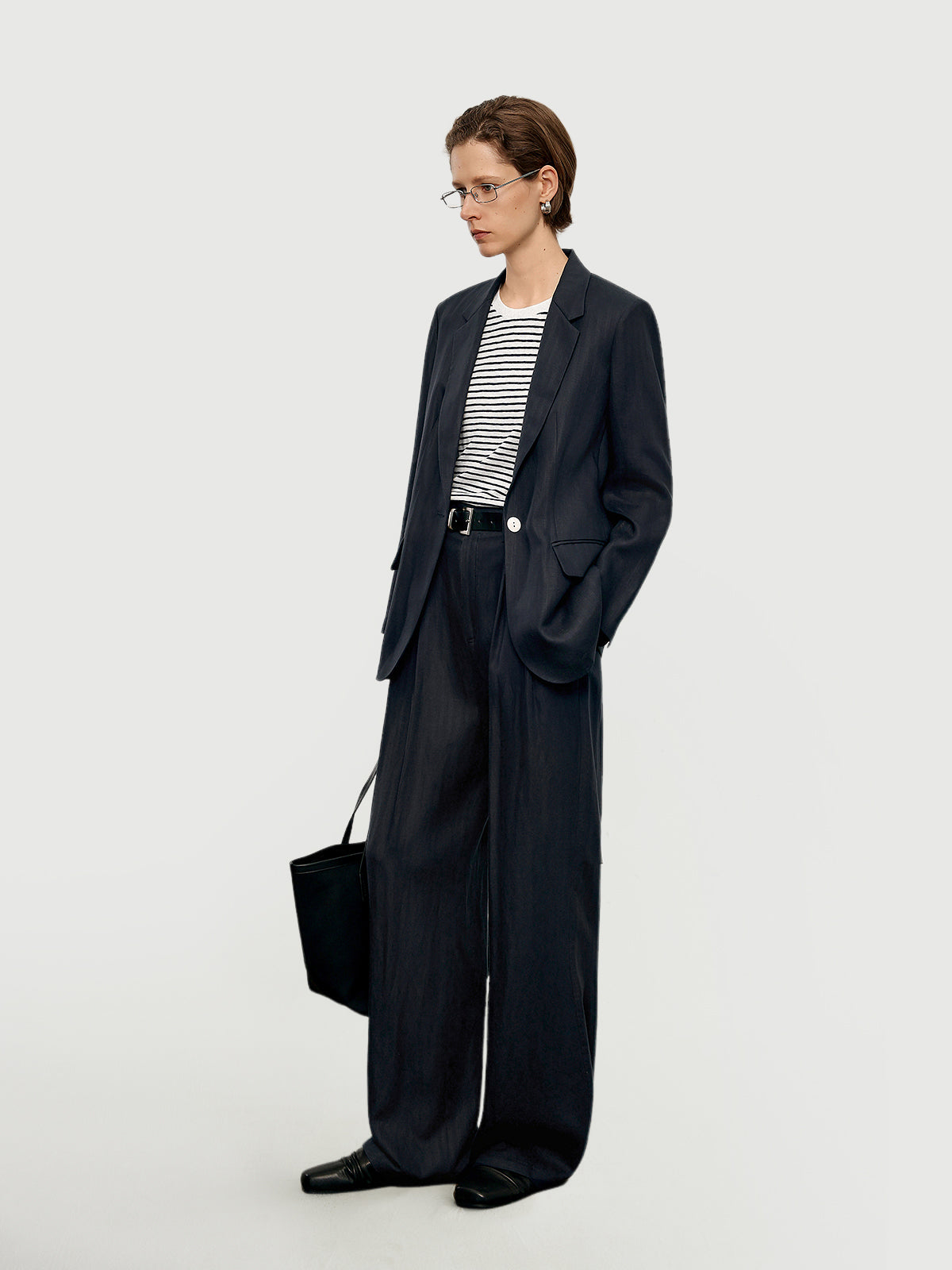 Lyocell-Linen Single-Button Blazer Suit