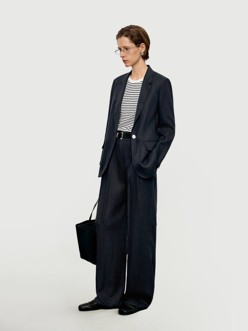 Load image 1 in gallery view. Lyocell-Linen Single-Button Blazer Suit
