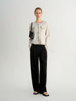 Metallic Thread Crewneck Knit Cardigan