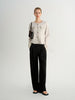 Metallic Thread Crewneck Knit Cardigan