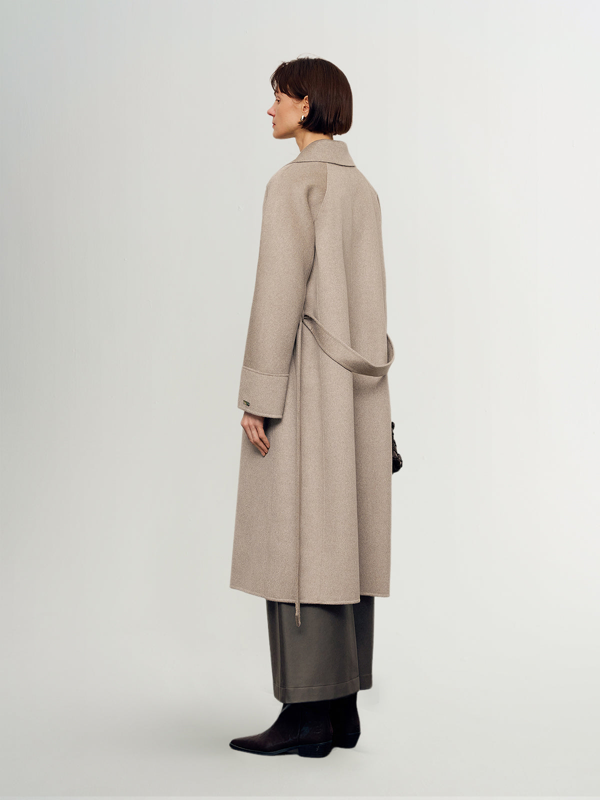 Pure Cashmere Notch-Lapel Coat with Belt – Irish Cream