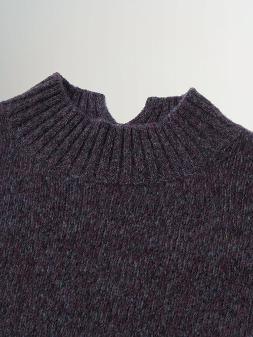 Load image 1 in gallery view. Deep Navy Crewneck Silk-Cashmere Sweater