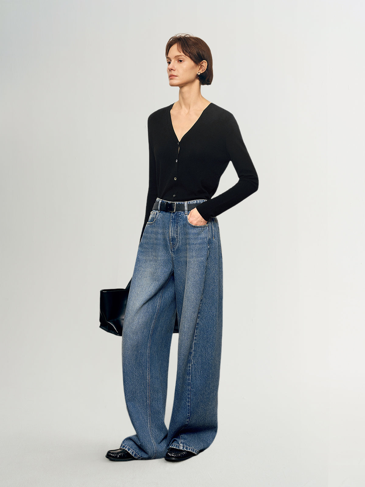 Cotton Wide-Leg Denim Jeans