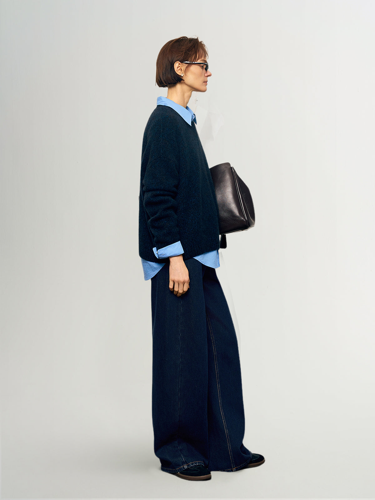 Crewneck Drop-Shoulder Silk-Cashmere Sweater