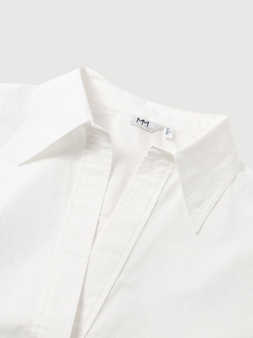 Load image 1 in gallery view. Pure Cotton Tie-Neck Poplin Shirt