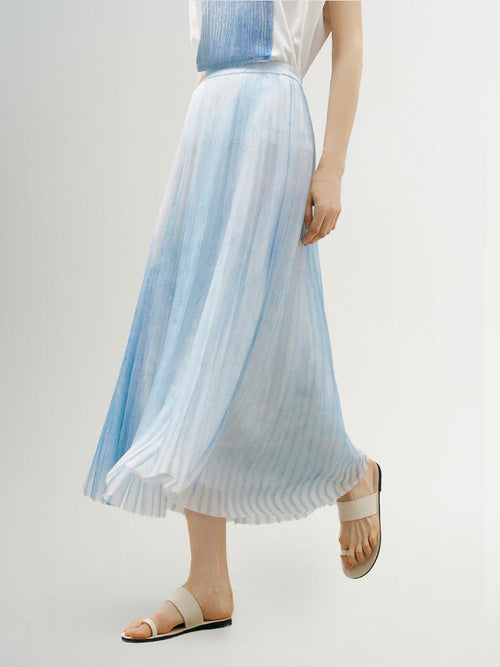 Load image 1 in gallery view. Monet Ombre Pleated Maxi Skirt