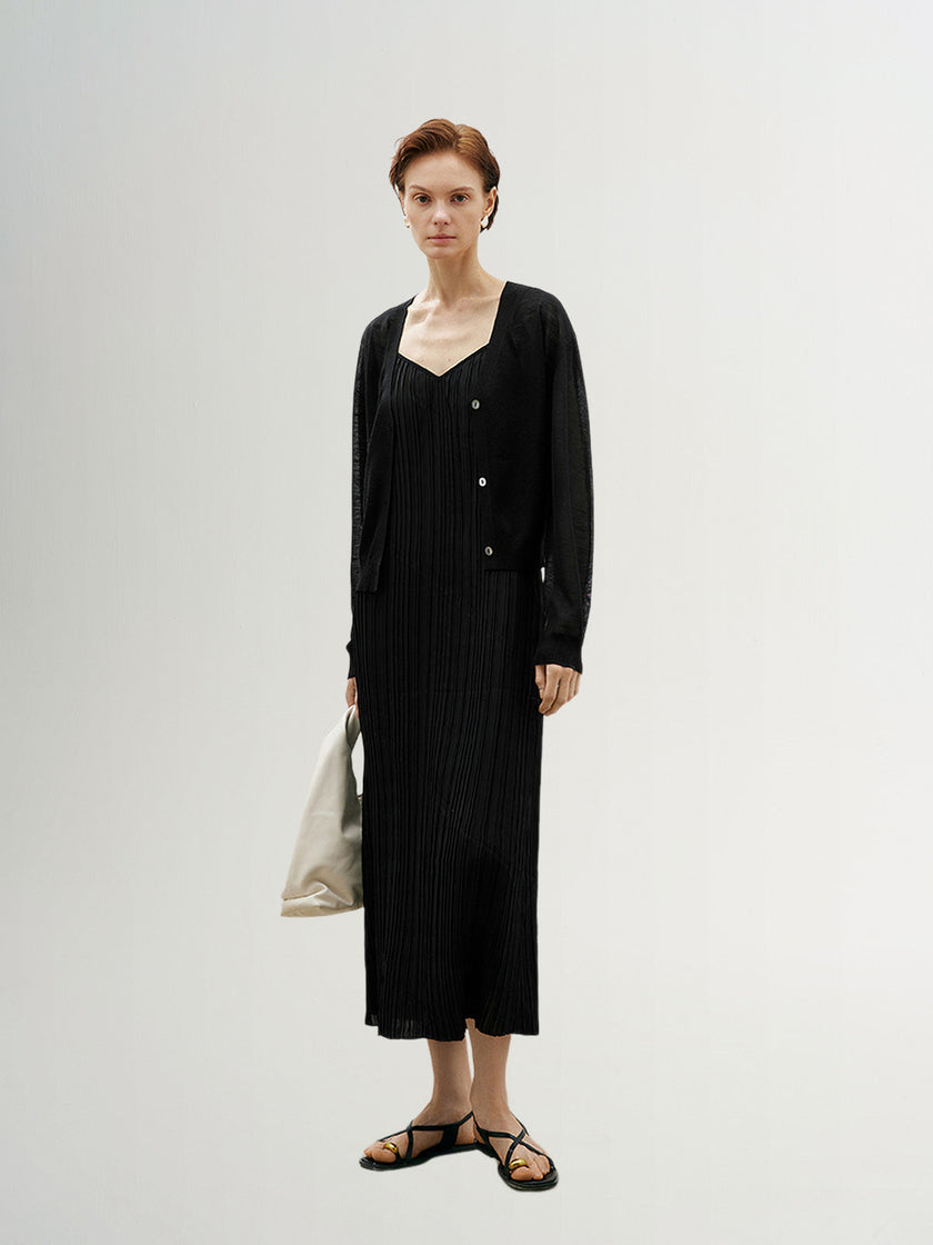 V Neck Buttons Knit Cardigan