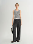 Dark Gray Elastic Waist Straight Pants