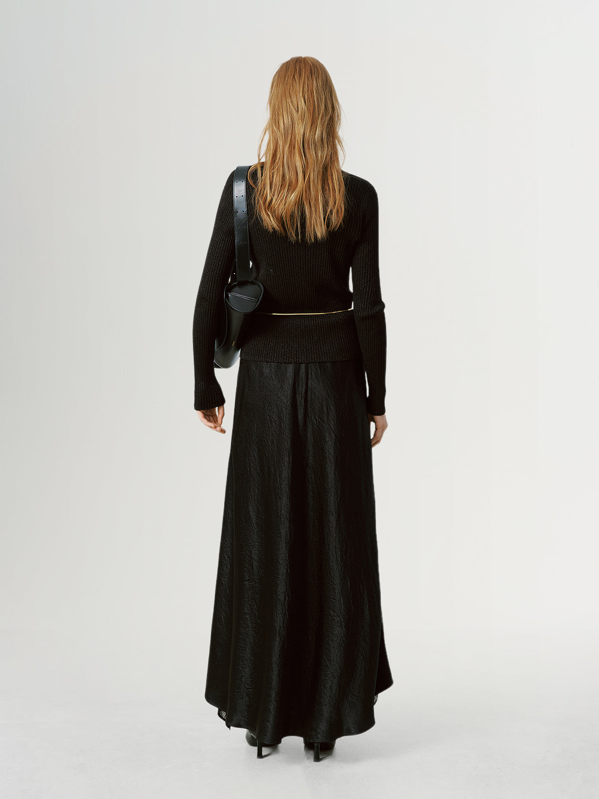 Acetate Silky Waist-Defined Skirt