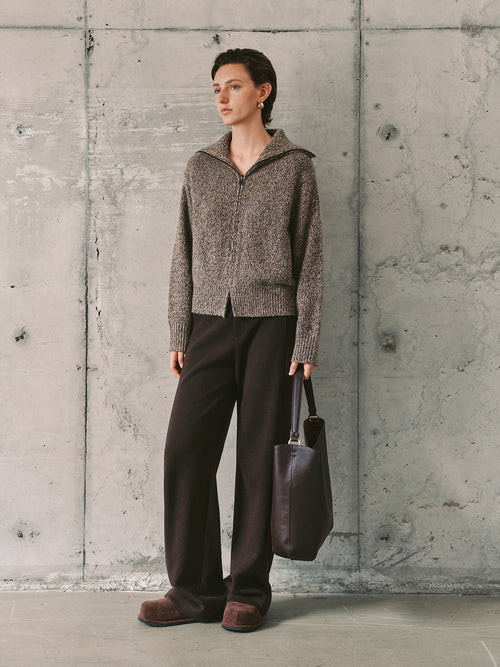 Load image 1 in gallery view. Collared Pure Cashmere Zip-Up