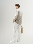 Linen Peak Lapel Half Sleeves Blazer
