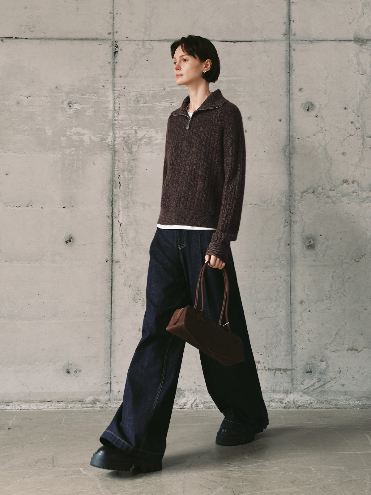 Cable-Knit Cashmere Zip Sweater