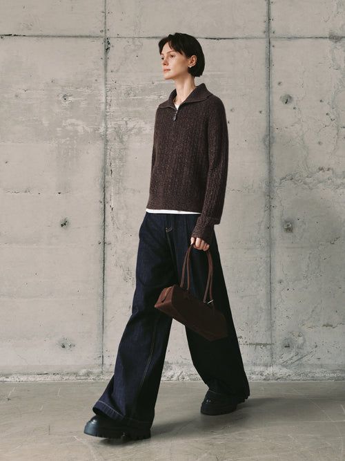 Load image 1 in gallery view. Cable-Knit Cashmere Zip Sweater