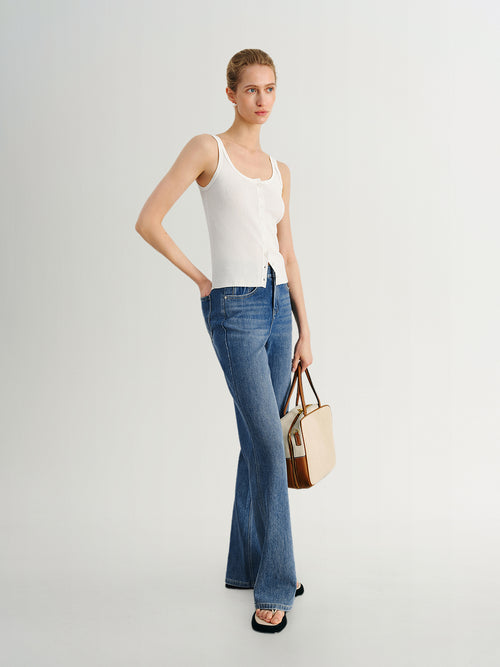 Load image 1 in gallery view. Slim-Fit Lyocell U-Neck Sleeveless Tank