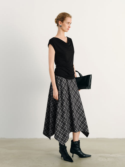 Load image 1 in gallery view. Lyocell Draped Neck Sleeveless Fitted Top