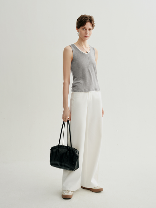 Load image 1 in gallery view. Lyocell U-Neck Sleeveless Fitted Tank Top