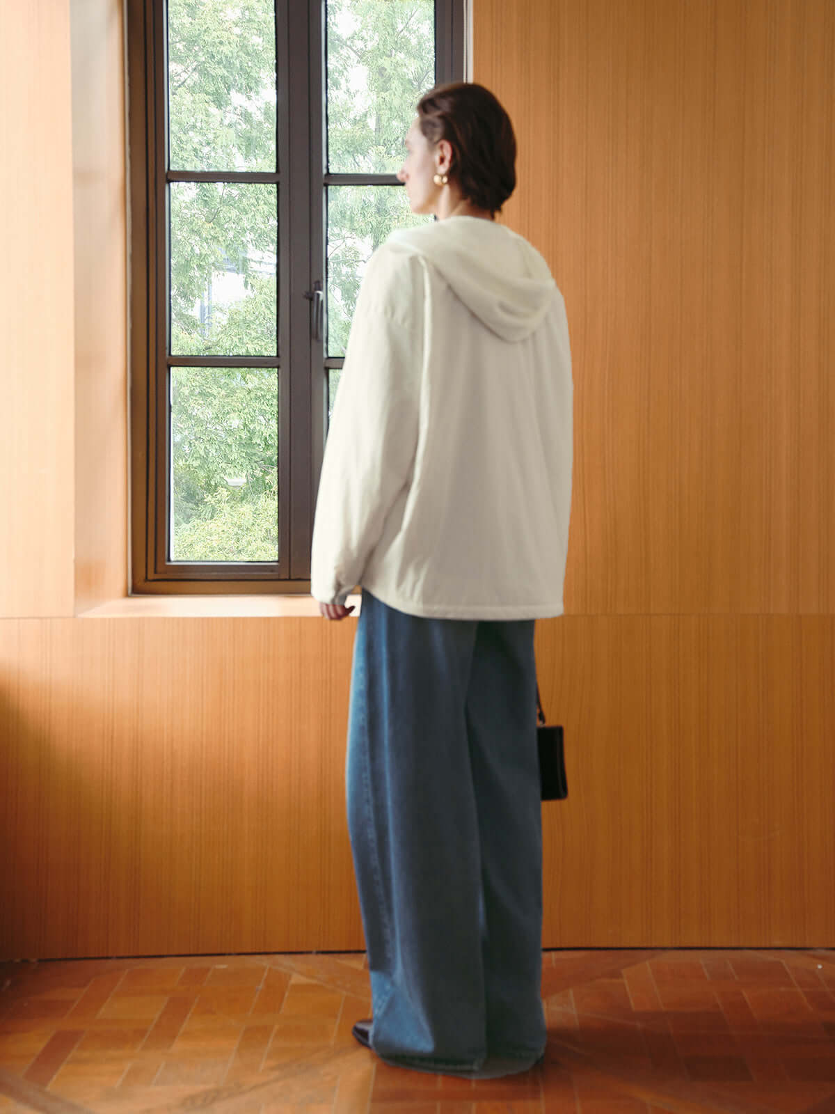 Crewneck Padded Jacket in Sheep Wool