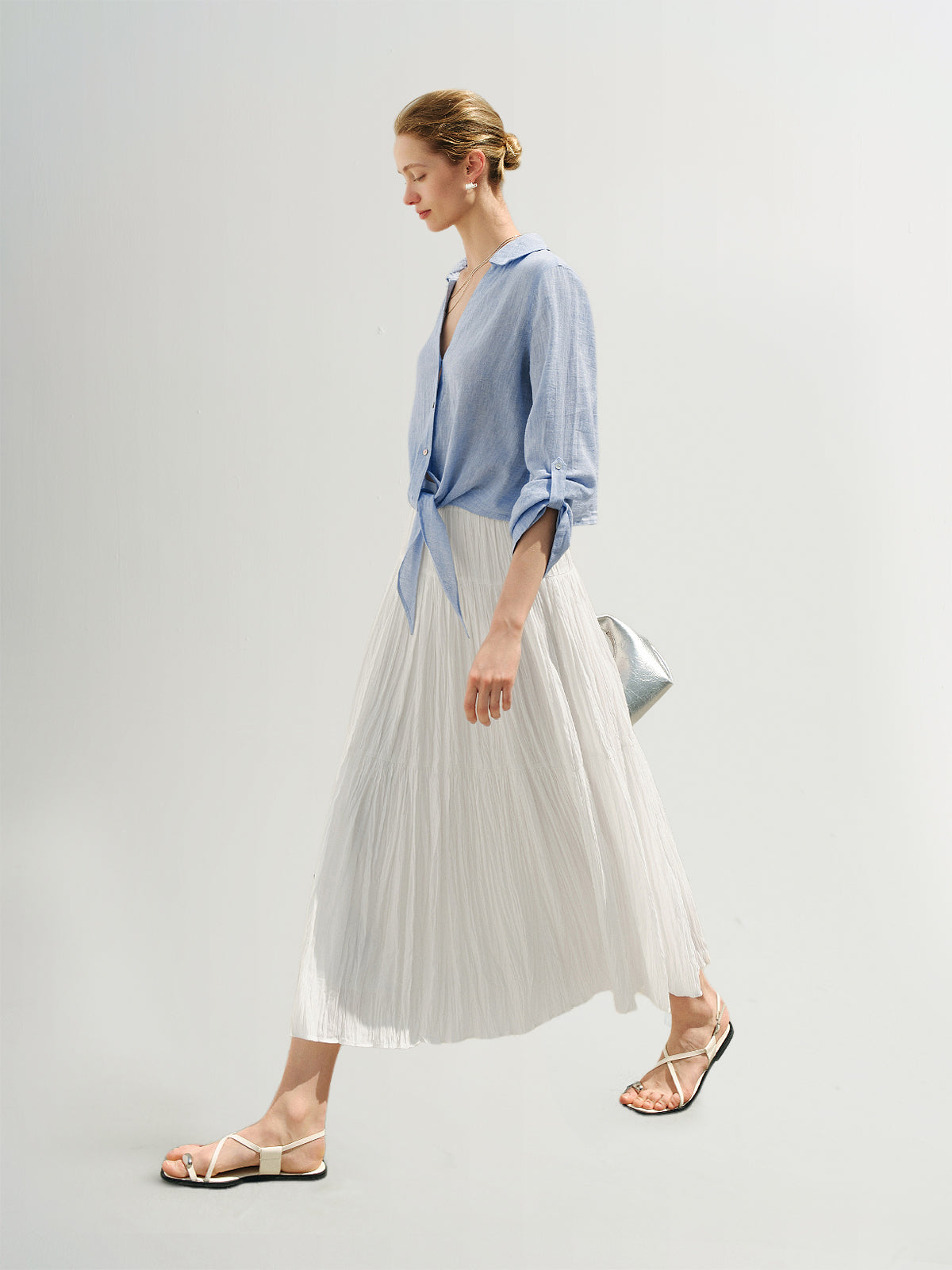 Cotton V Collar Shirt