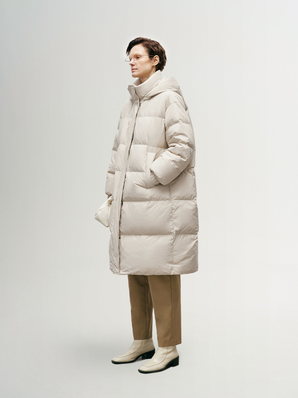 A-Line Goose Down Puffer Midi Jacket