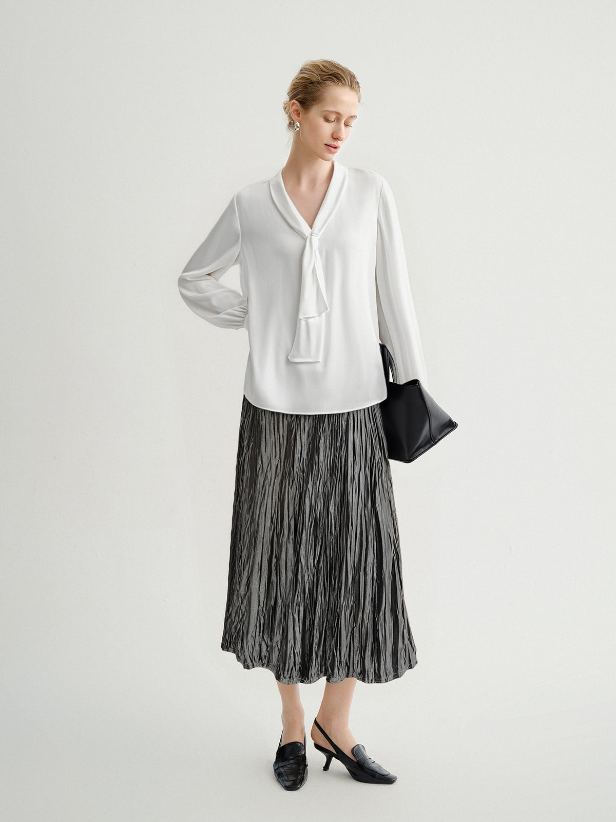 Asymmetrical Pleated Velvet Maxi Dress