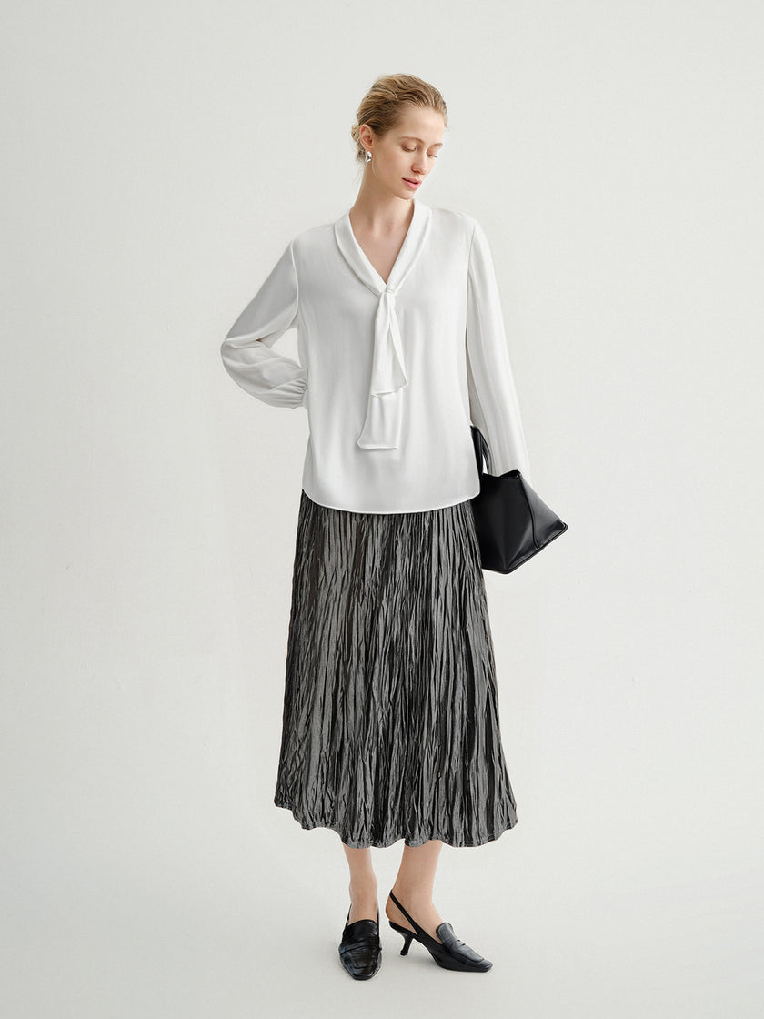 Asymmetrical Pleated Velvet Maxi Dress