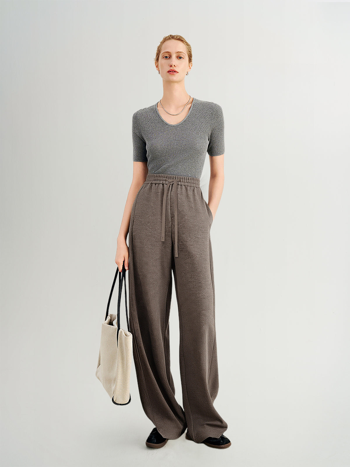 Brown Drawstring Pants