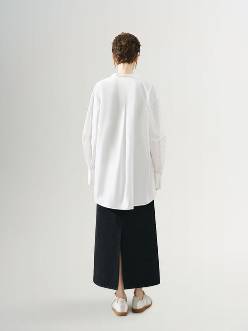 Load image 1 in gallery view. Stand Collar Cotton Long Shirt