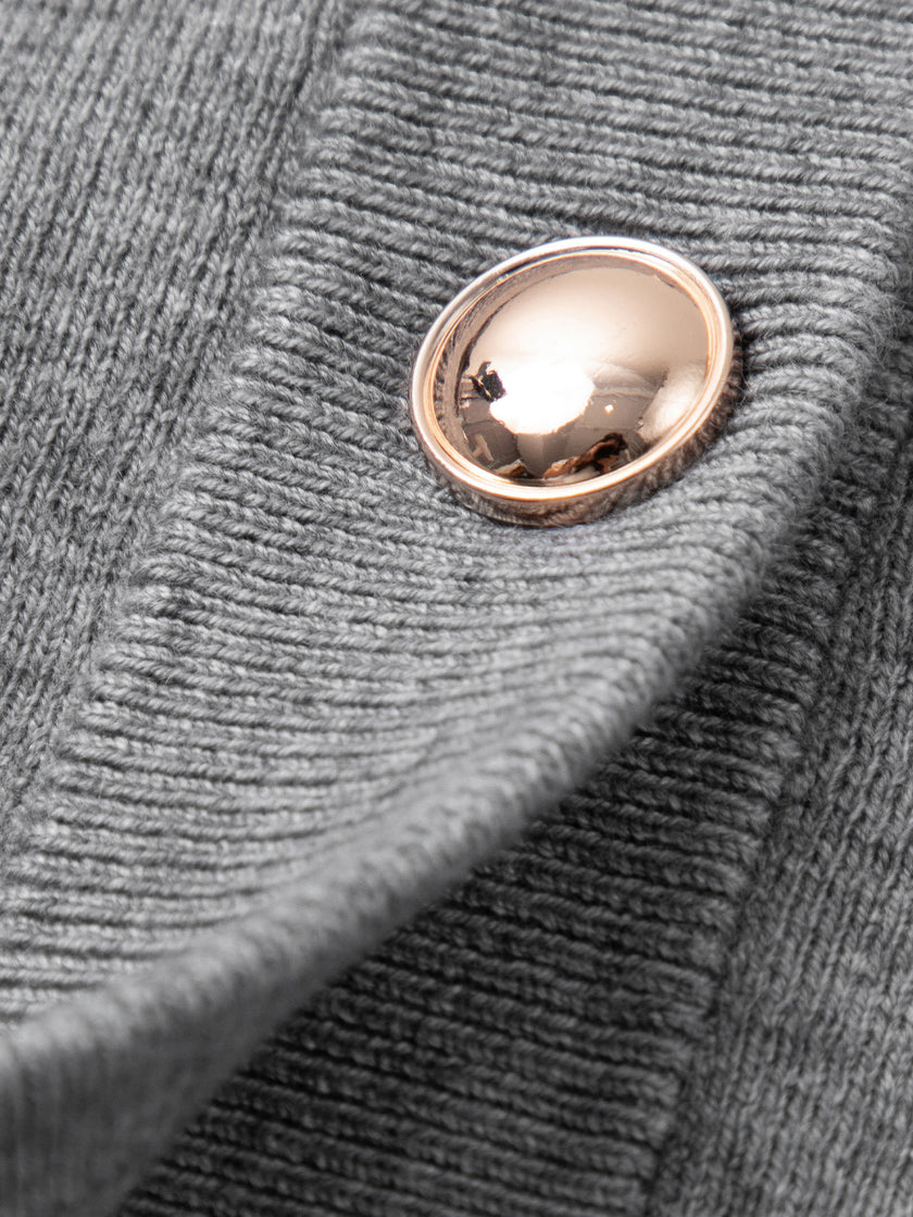 Collarless Wool Blend Cardigan