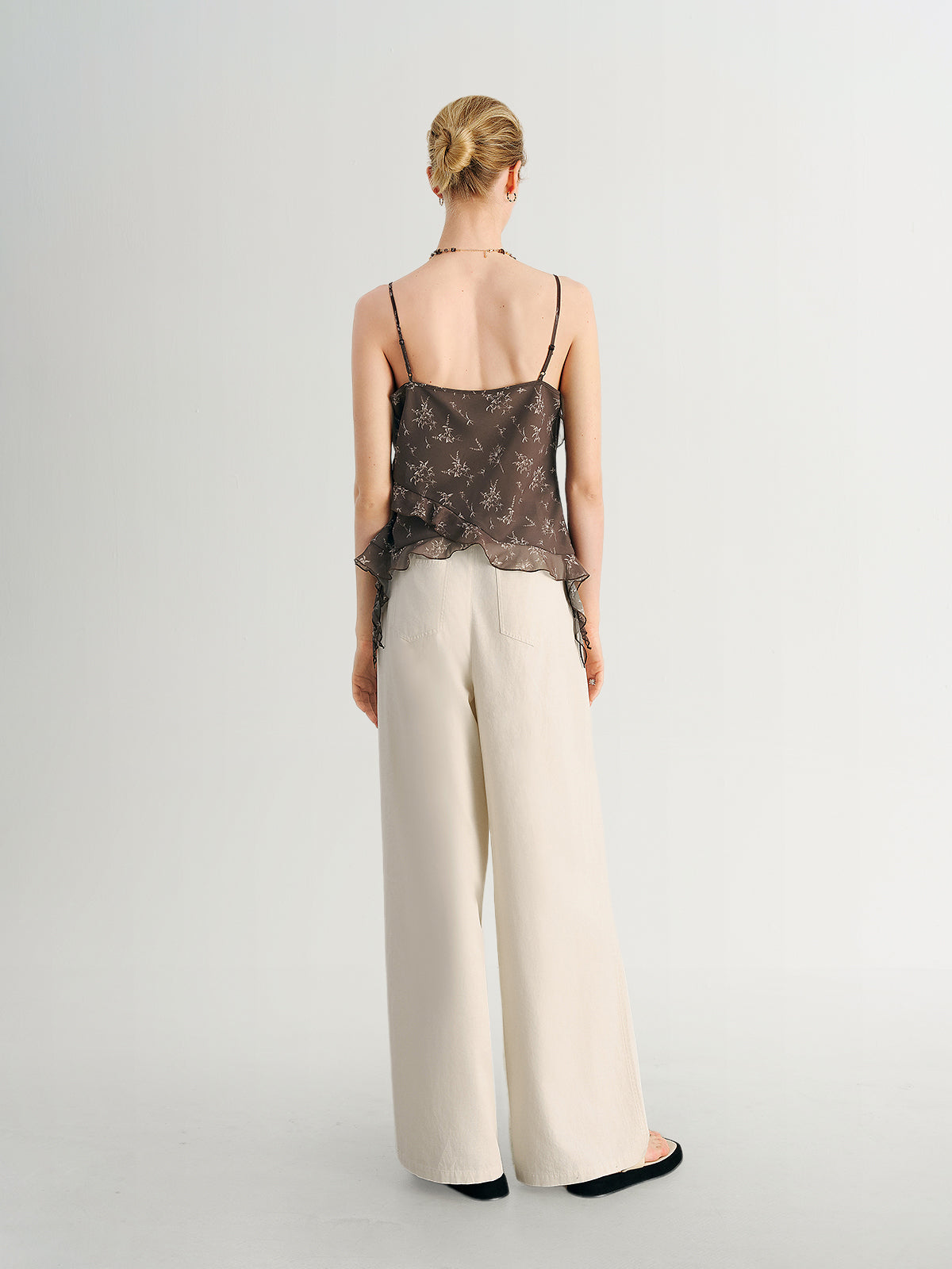 Ruffled V-Neck Printed Cami