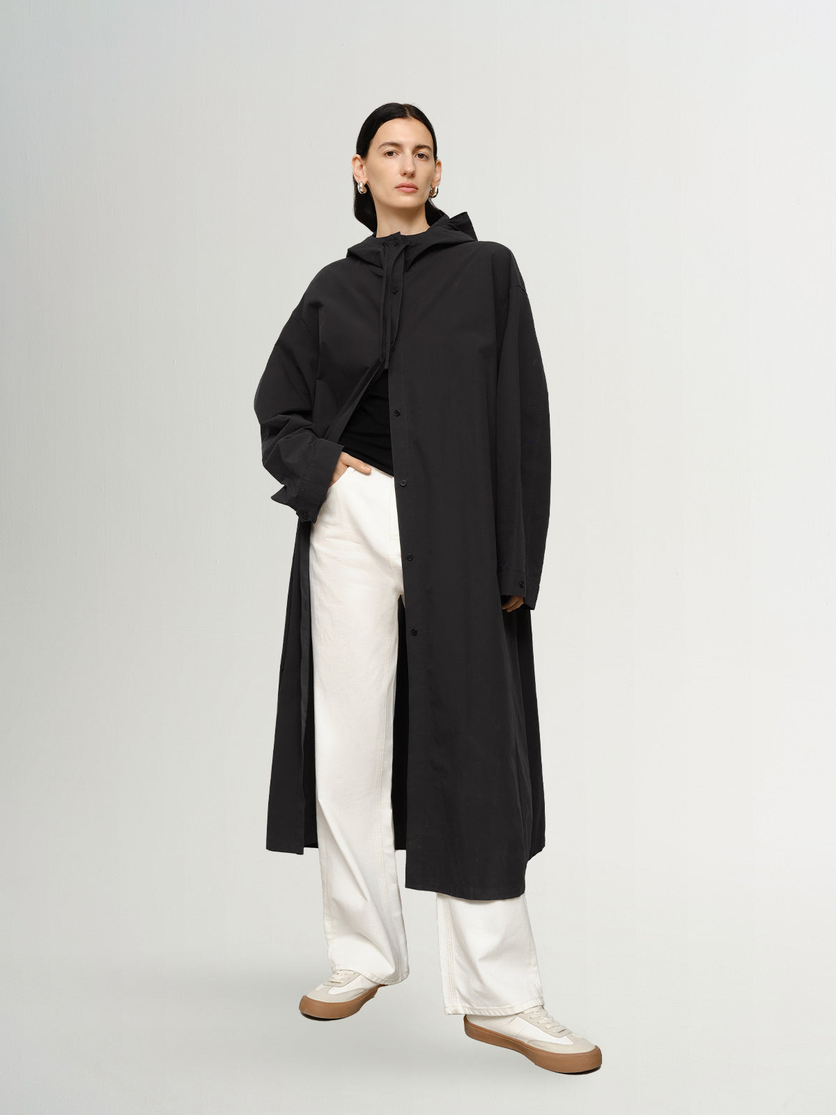 Hooded Pure Cotton Trench Coat