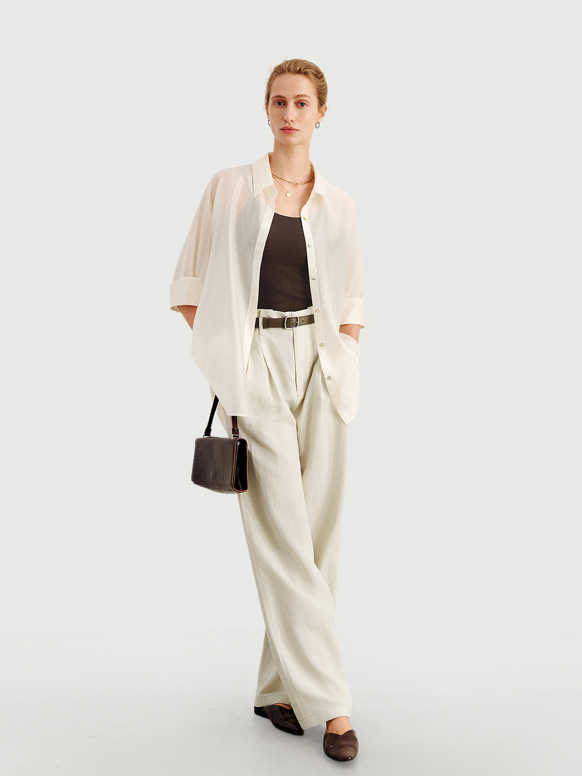 Lyocell Silk-Finish Drape Blouse