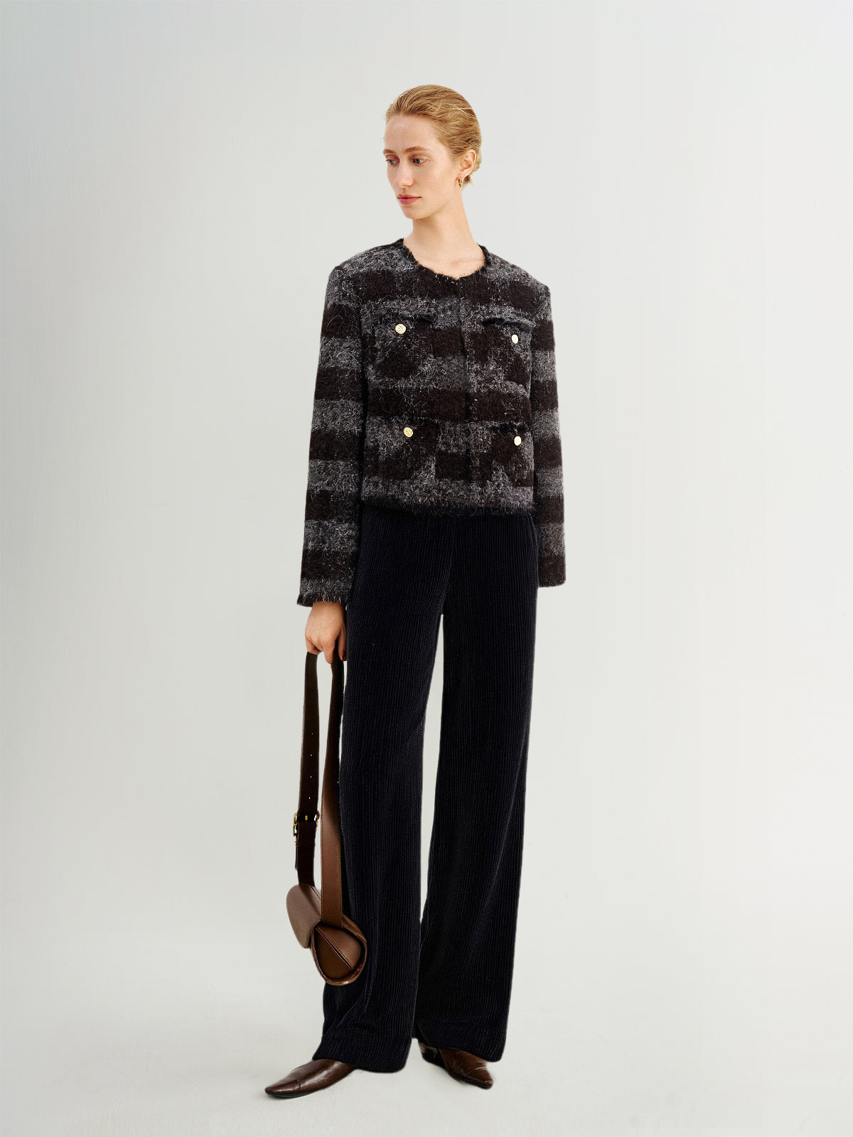 Wool-Alpaca Striped Short