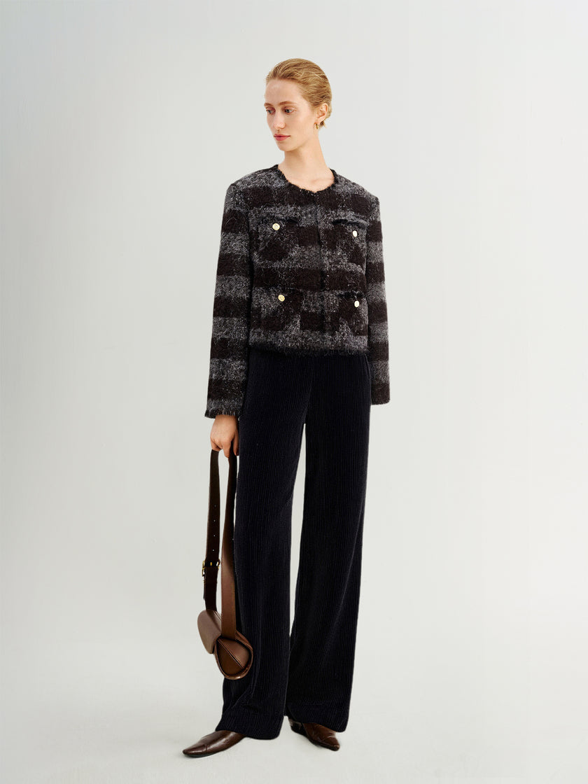 Wool-Alpaca Striped Short