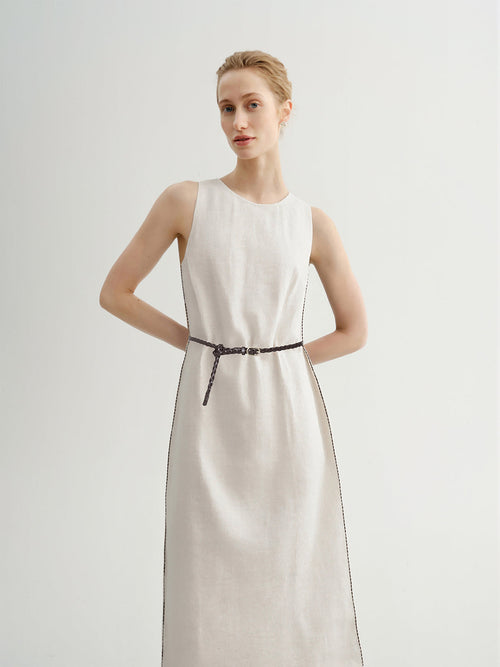 Load image 1 in gallery view. Pure Linen Sleeveless Dress