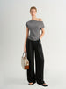 Gray Drape-Neck Top