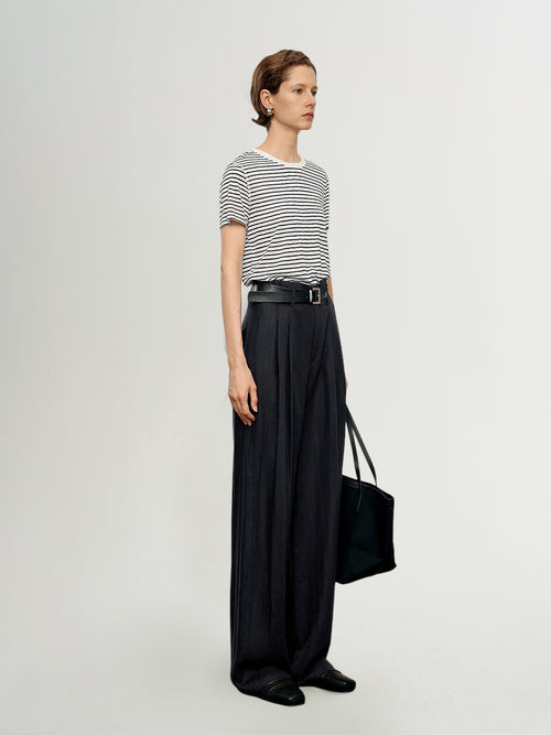 Load image 1 in gallery view. Lyocell-Linen Straight-Leg Tailored Pants
