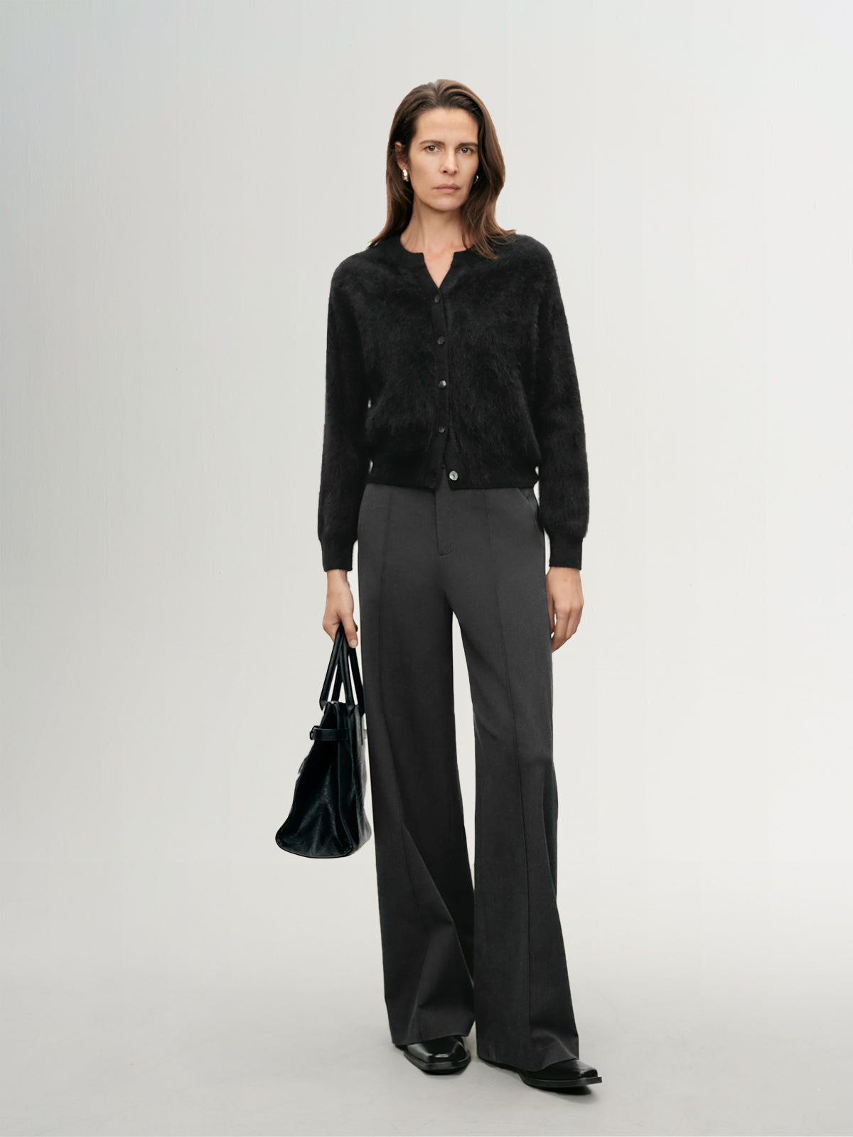 Brushed V-Neck Cashmere Cardigan