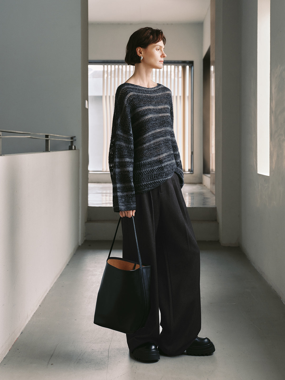 Striped Crewneck Relaxed Silk-Cashmere Sweater