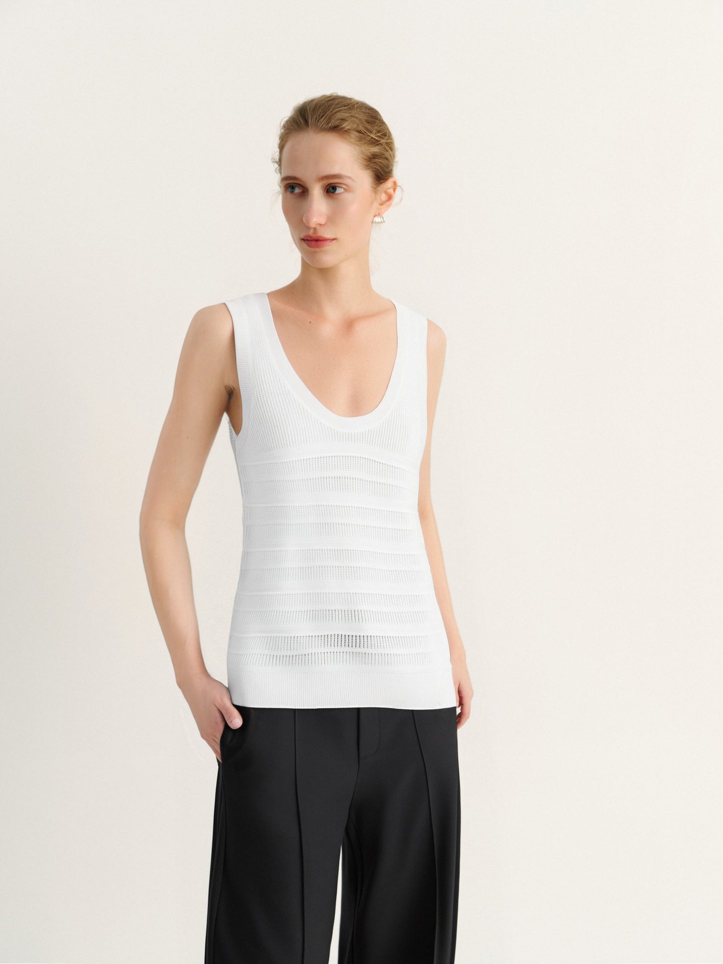 Cotton U-Neck Sleeveless Knit Tank