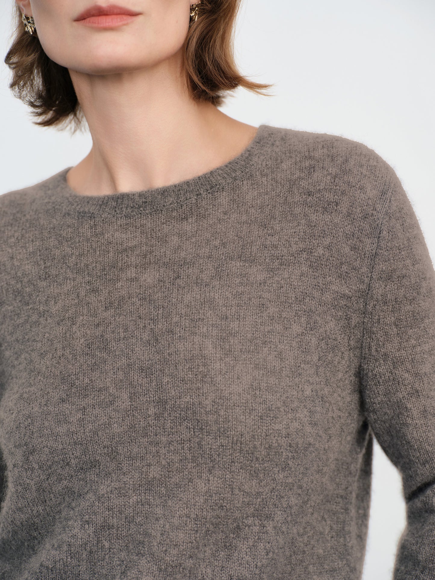 Cashmere-Silk Crewneck Knit Sweater