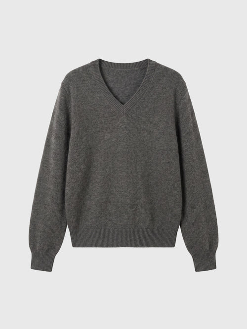 Load image 1 in gallery view. Brushed Cashmere-Silk V-Neck Sweater