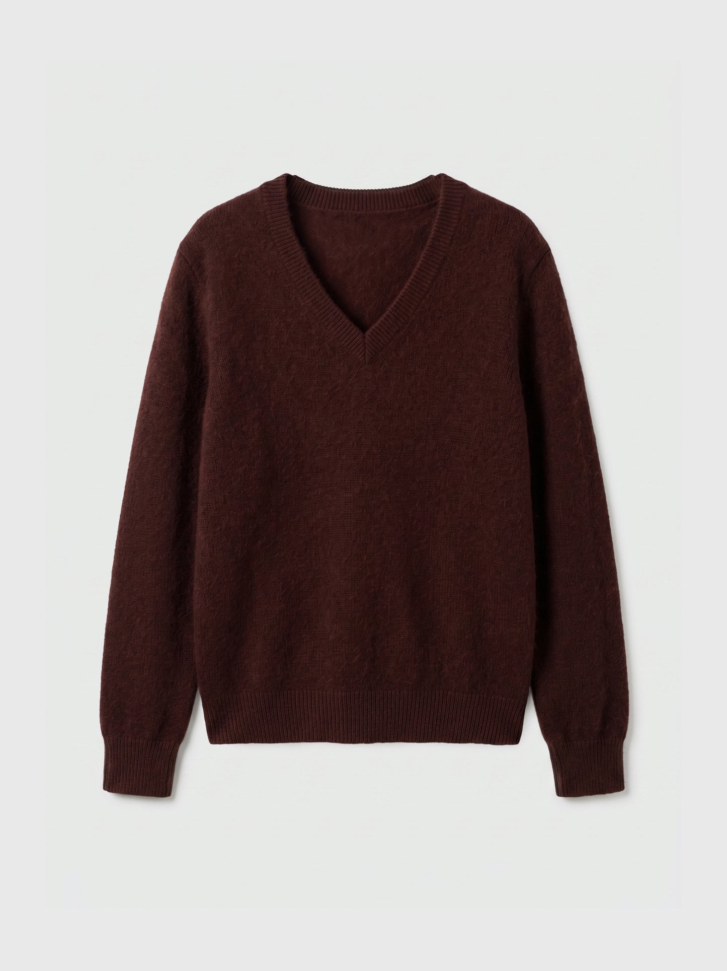 Brushed Cashmere-Silk V-Neck Sweater