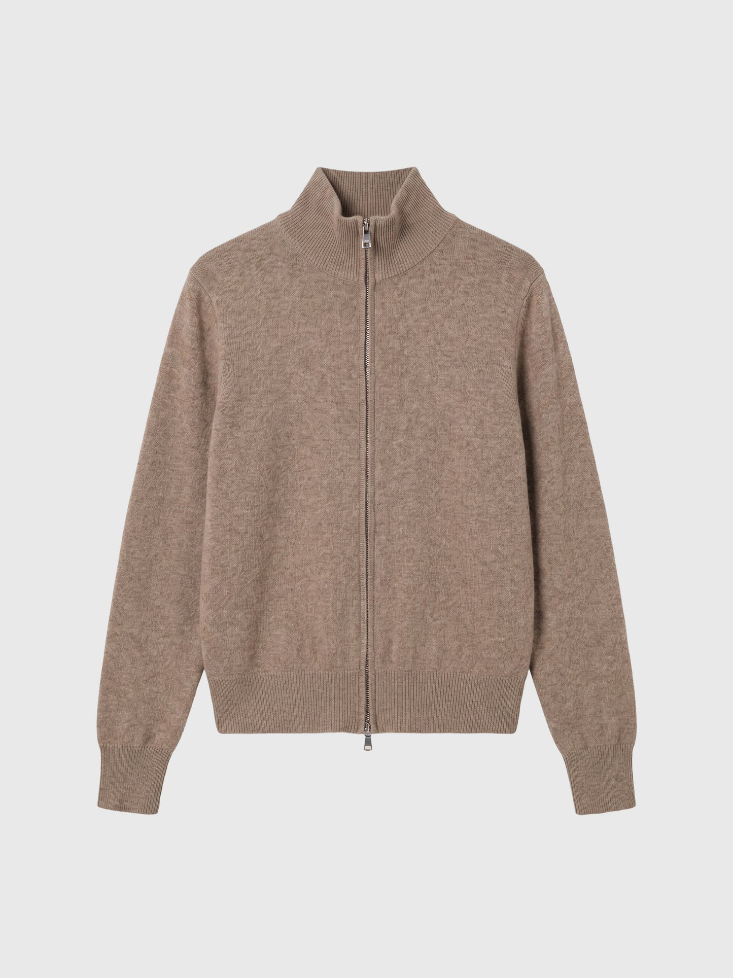 Mock Neck Cashmere Zip Sweater