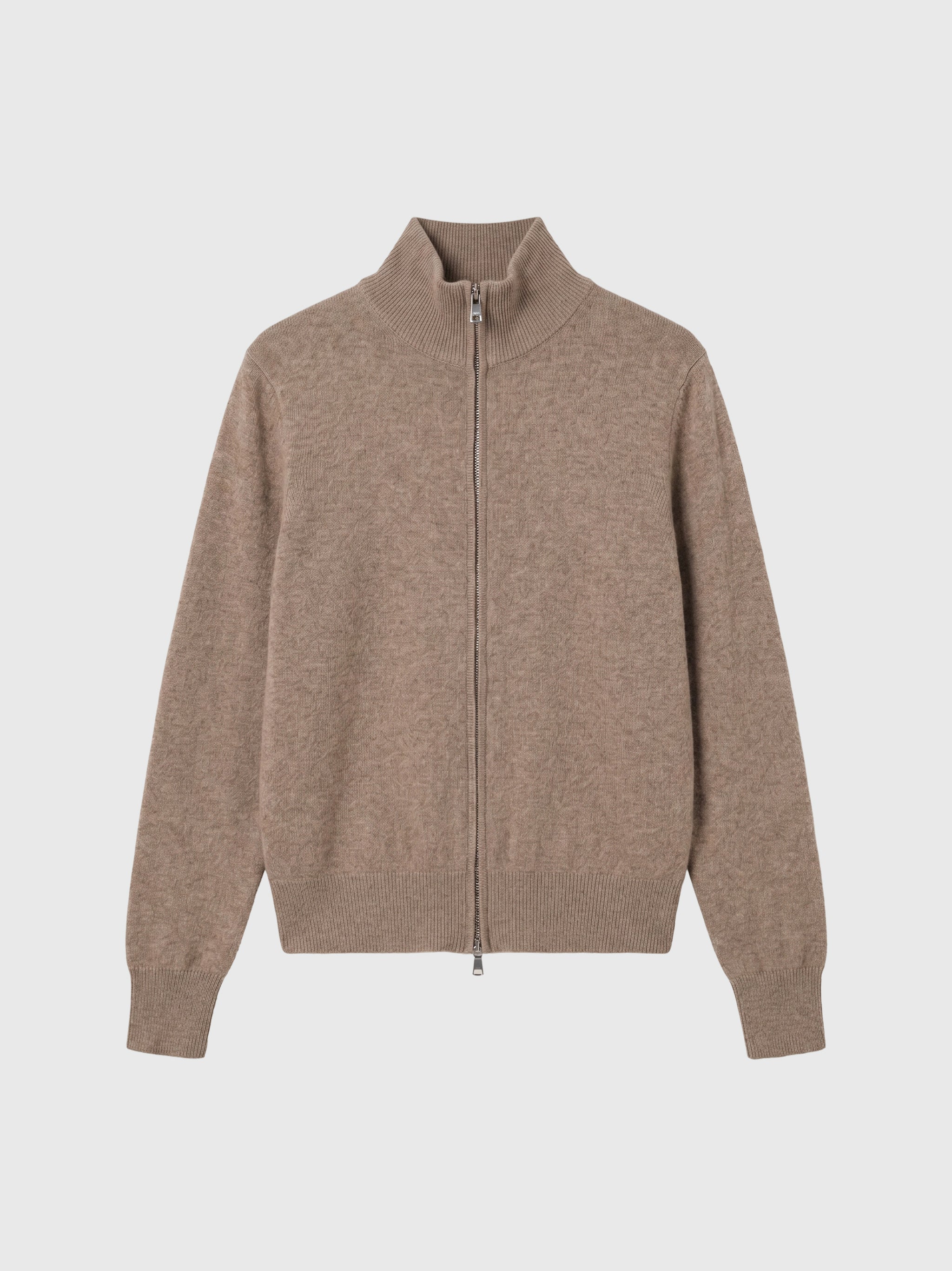 Mock Neck Cashmere Zip Sweater