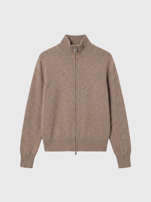 Load image 1 in gallery view. Mock Neck Cashmere Zip Sweater