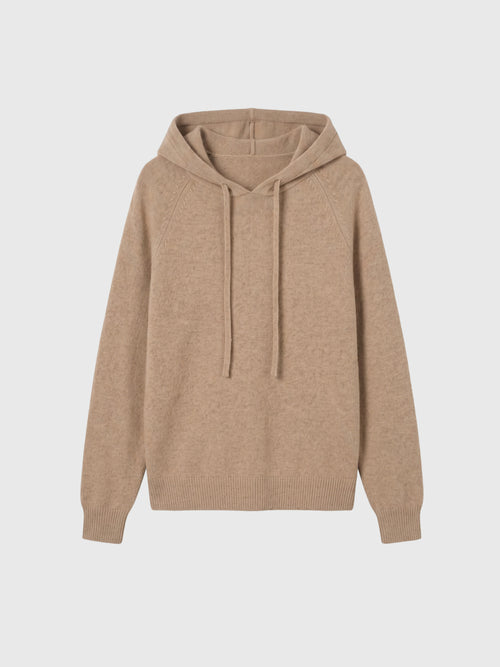 Load image 1 in gallery view. Cashmere Drawstring Hooded Knit Sweater