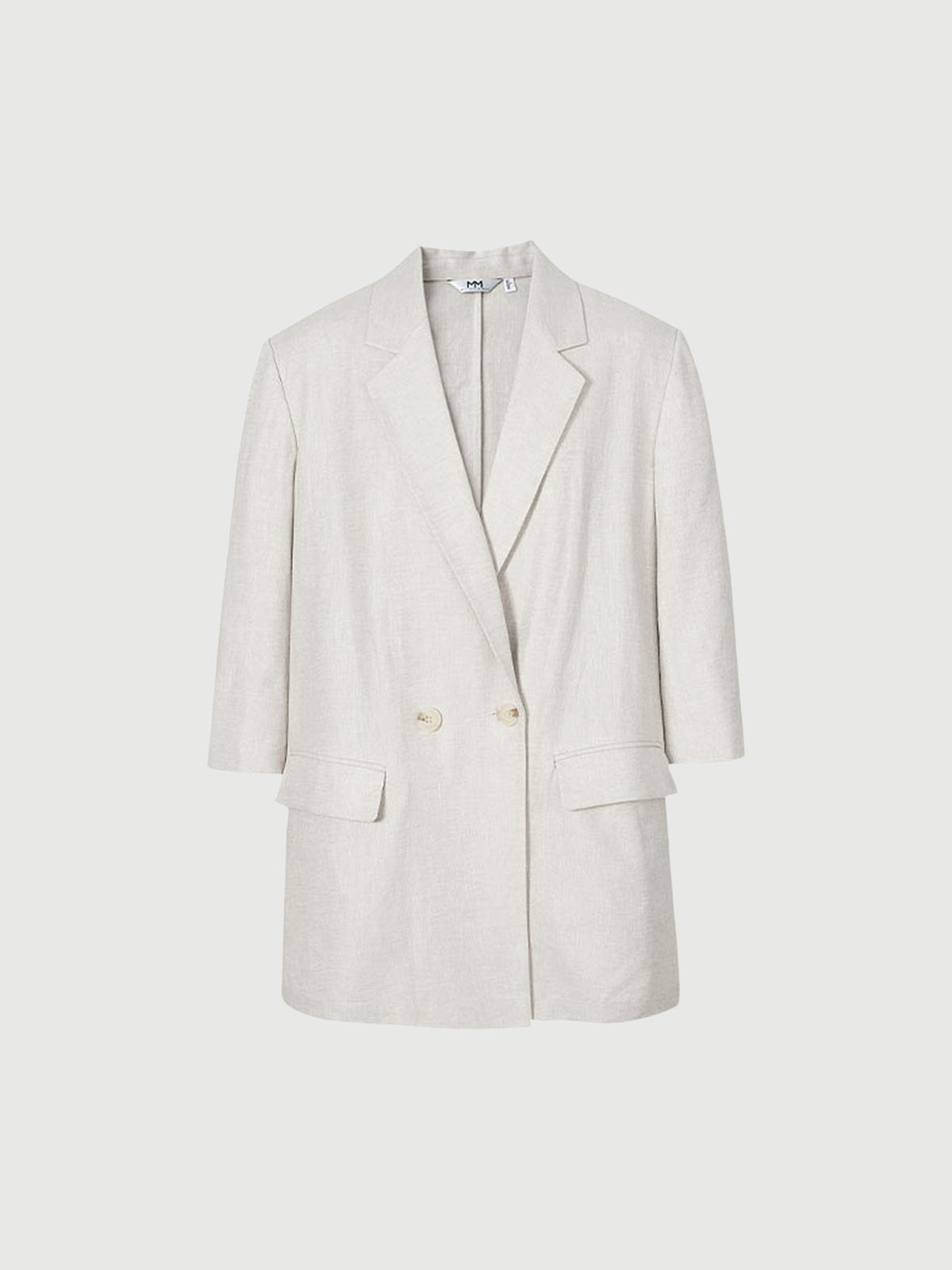 Linen Peak Lapel Half Sleeves Blazer
