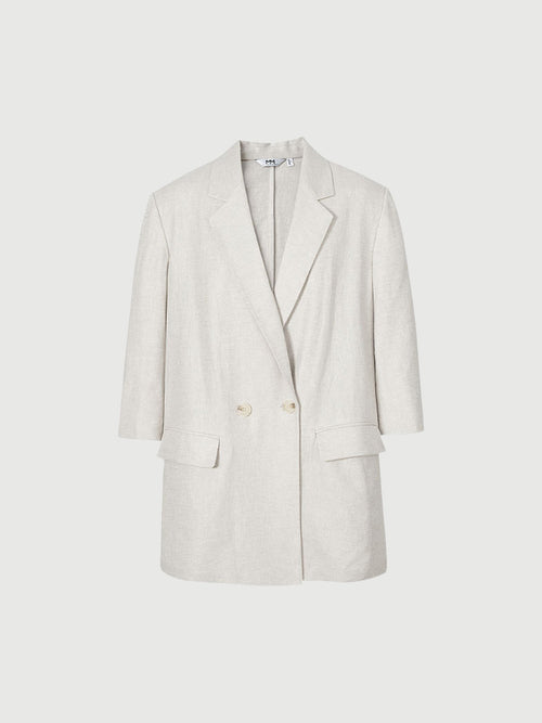 Load image 1 in gallery view. Linen Peak Lapel Half Sleeves Blazer