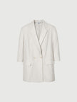 Linen Peak Lapel Half Sleeves Blazer