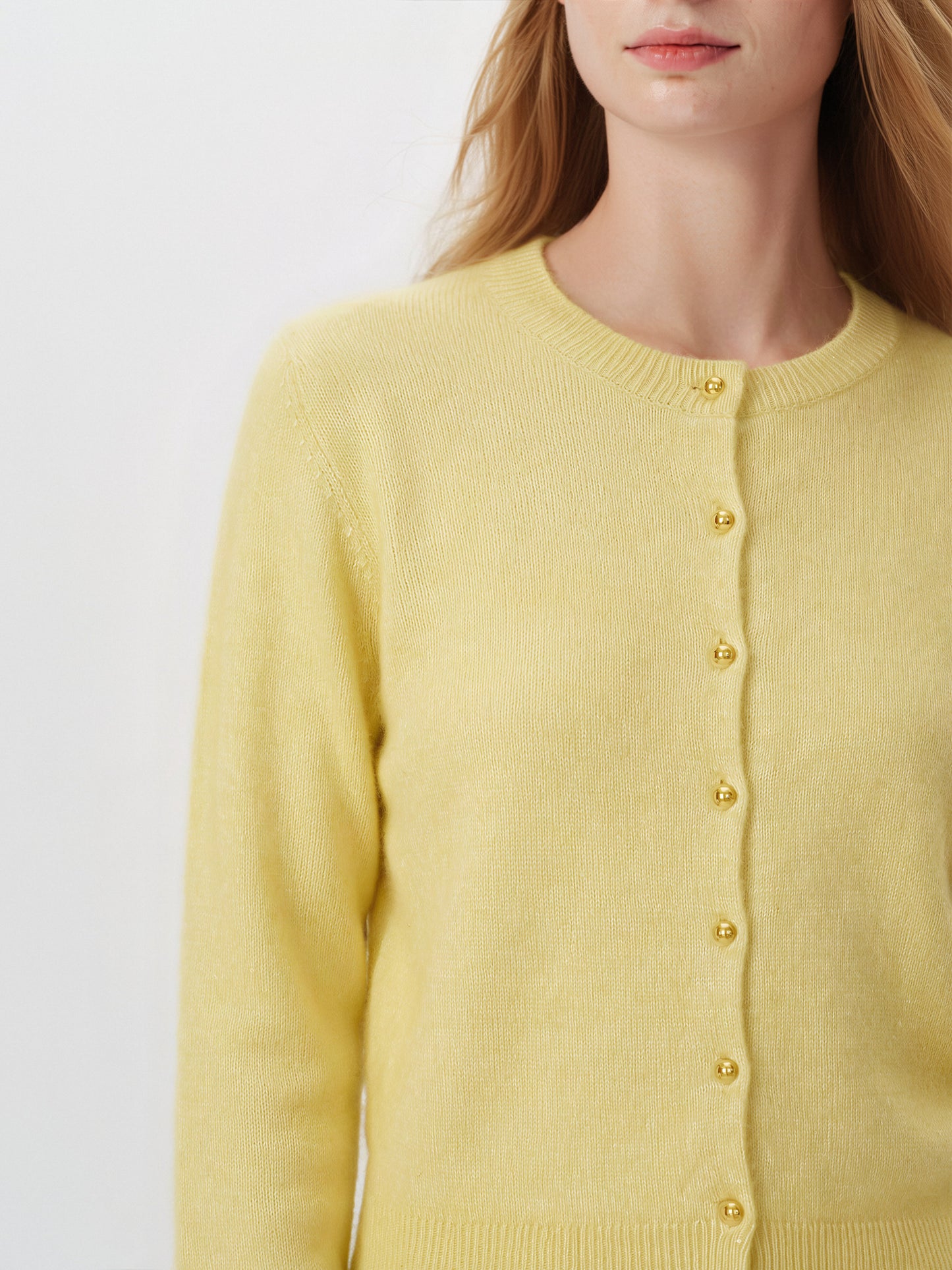 Cashmere-Silk Crewneck Knit Cardigan